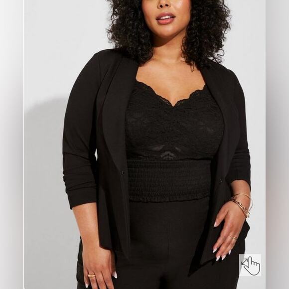 Torrid Studio Luxe black Ponte Peplum stretch Blazer jacket size 2X NWT - Picture 2 of 10